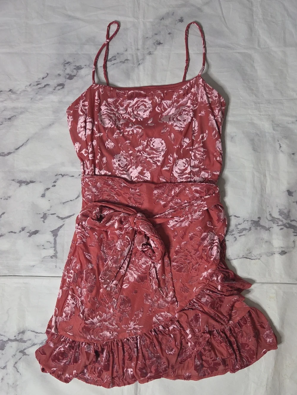 Intimately Free People Olivia Velvet Burnout Slip Dress In Dusty Pink Floral